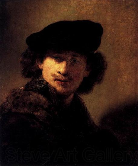Rembrandt Peale Self portrait with Velvet Beret and Furred Mantel
